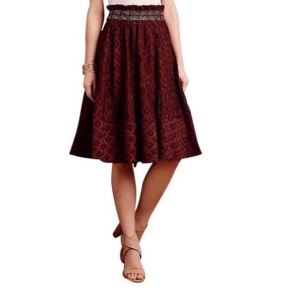 Maeve | Brown Textured Midi Skirt - Picture 2 of 8